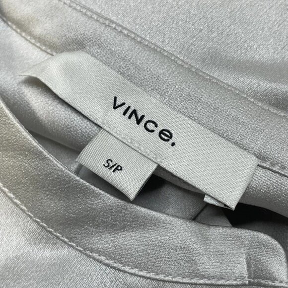 NEW VINCE Women’s Band Collar Blouse – Salt Glass (Grey) Size S – Long Sleeve - Picture 7 of 8